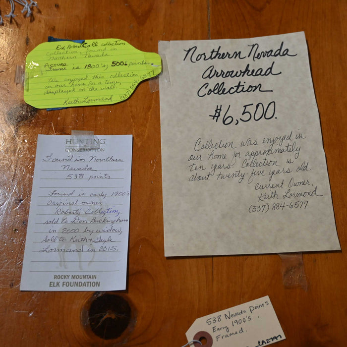 Early 1900's Framed Nevada Points w/538 Arrowheads - Frame is dated back to the 1800's Collectibles MISC