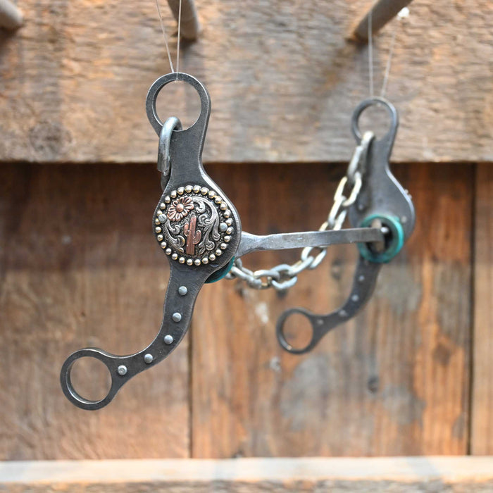 Paul Petska Square Mullen Bit w/Copper Cactus Conchos