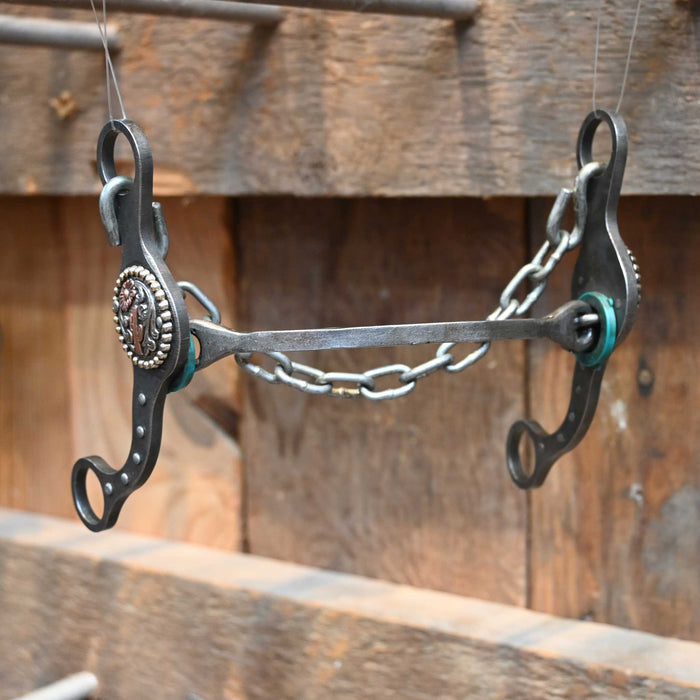 Paul Petska Square Mullen Bit w/Copper Cactus Conchos