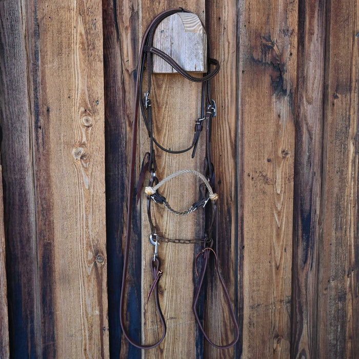 Classic Equine Hackamore Bridle Rig w/Browband Headstall