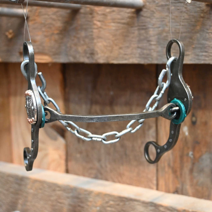 Paul Petska Square Mullen Bit w/Copper Dotted Conchos
