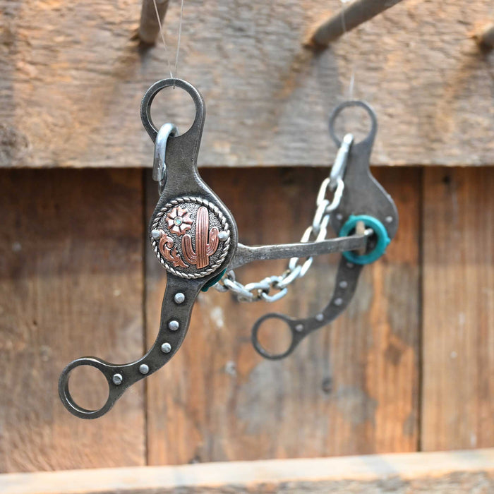 Paul Petska Square Mullen Bit w/Copper Cactus Conchos