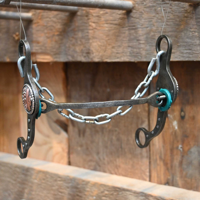 Paul Petska Square Mullen Bit w/Copper Cactus Conchos