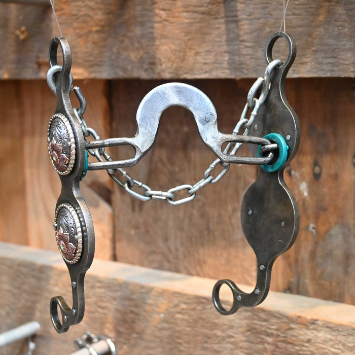 Paul Petska Solid Washer Port Bit w/Copper Flowers Conchos