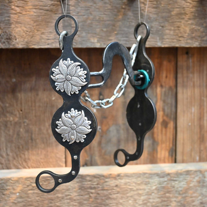 Paul Petska Solid Washer Port Bit w/Silver Flower Conchos