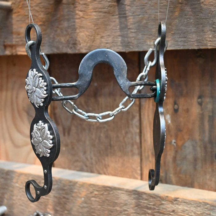 Paul Petska Solid Washer Port Bit w/Silver Flower Conchos