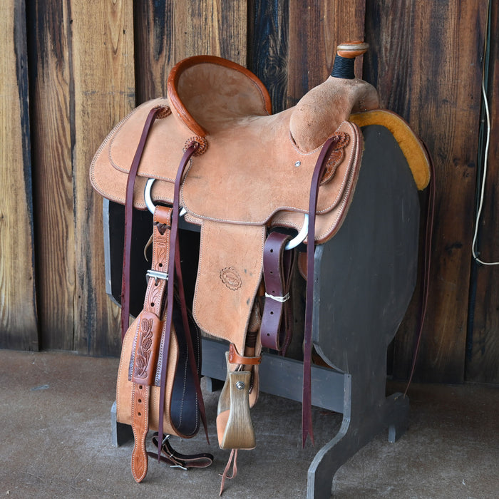 14" USED TESKEY'S TEAM ROPING SADDLE
