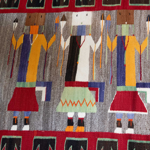 Vintage Woven Five Figure Yei Navajo Rug Collectibles MISC