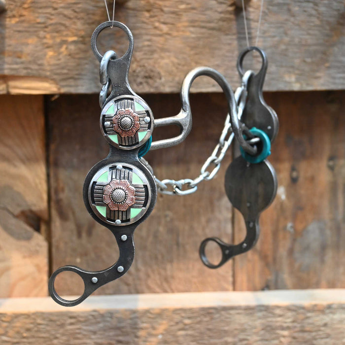 Paul Petska Solid Port Bit w/Turquoise Square Conchos