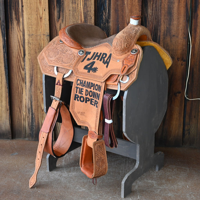 14" USED JEFF SMITH CALF ROPING SADDLE