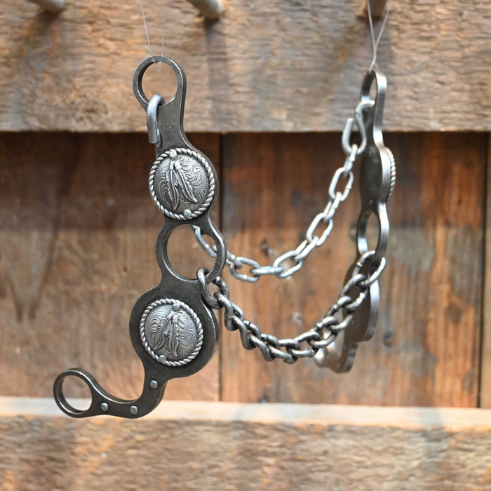 Paul Petska Chain Gag Bit w/Silver Feather Conchos