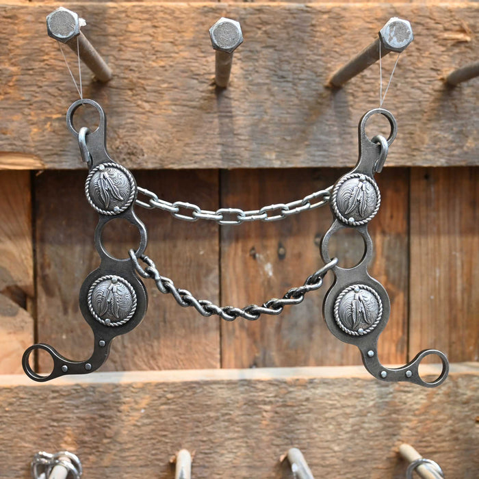 Paul Petska Chain Gag Bit w/Silver Feather Conchos