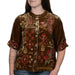 Johnny Was Malaya Ruffle Neck Velvet Top WOMEN - Clothing - Tops - Short Sleeved Johnny Was Collection