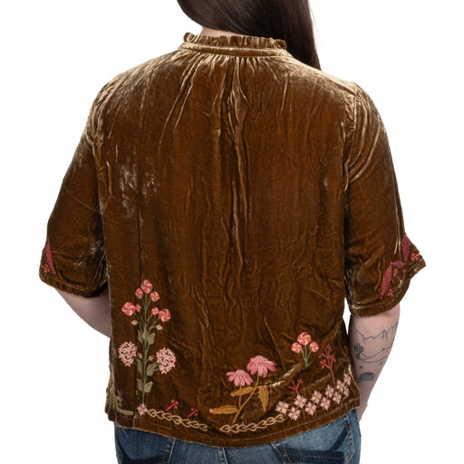 Johnny Was Malaya Ruffle Neck Velvet Top WOMEN - Clothing - Tops - Short Sleeved Johnny Was Collection