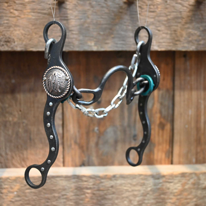 Paul Petska Ported Chain Bit w/Copper Feather Concho