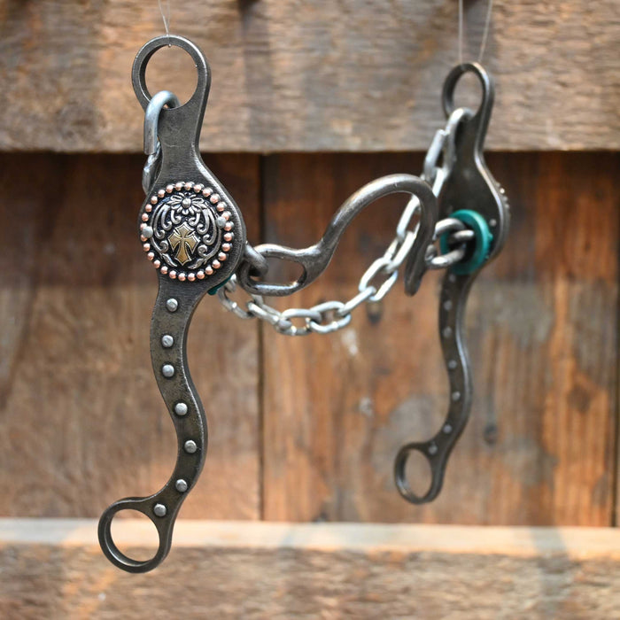 Paul Petska Ported Chain Bit w/Gold Cross Concho
