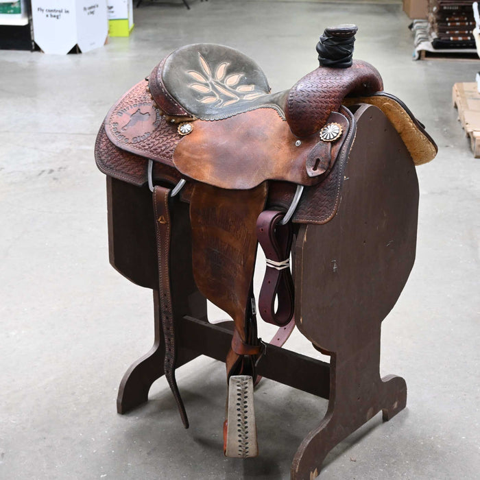 14.5" USED DOUBLE J TEAM ROPING SADDLE
