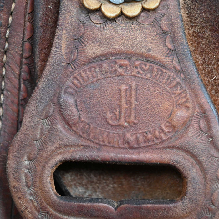 14.5" USED DOUBLE J TEAM ROPING SADDLE