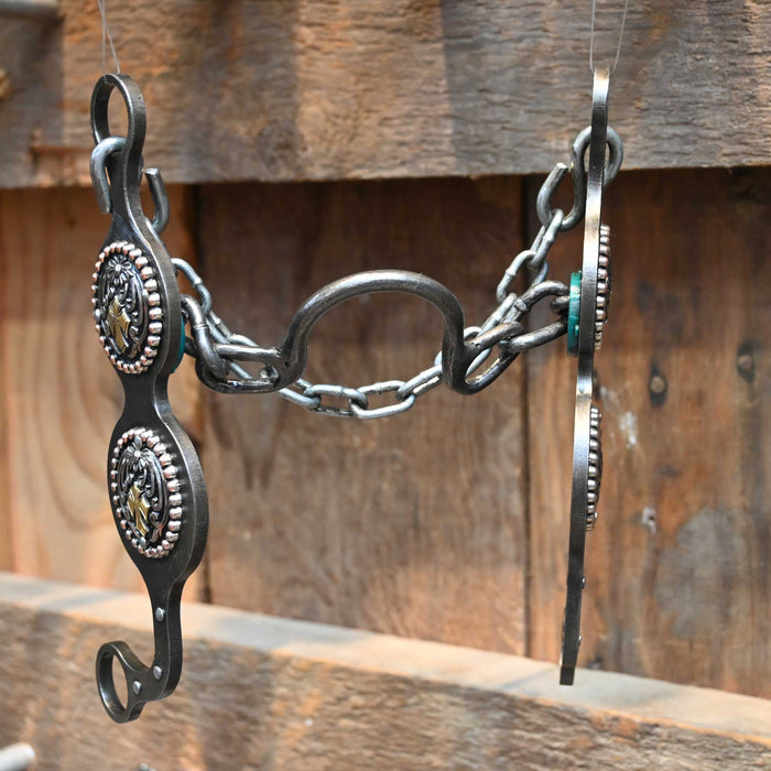 Paul Petska Ported Chain Bit w/Gold Cross Concho