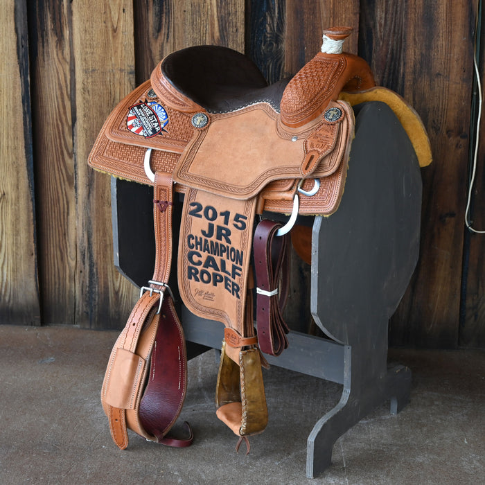 14" USED JEFF SMITH CALF ROPING SADDLE