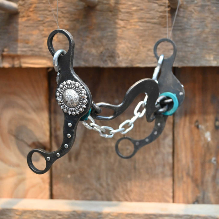 Paul Petska Washer Ported Chain Bit w/Classic Silver Concho