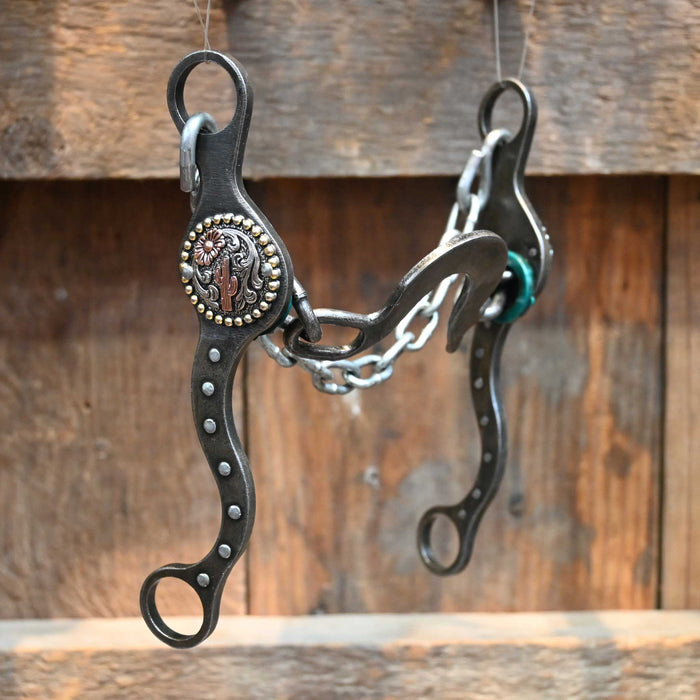 Paul Petska Washer Ported Chain Bit w/Copper Cactus Concho