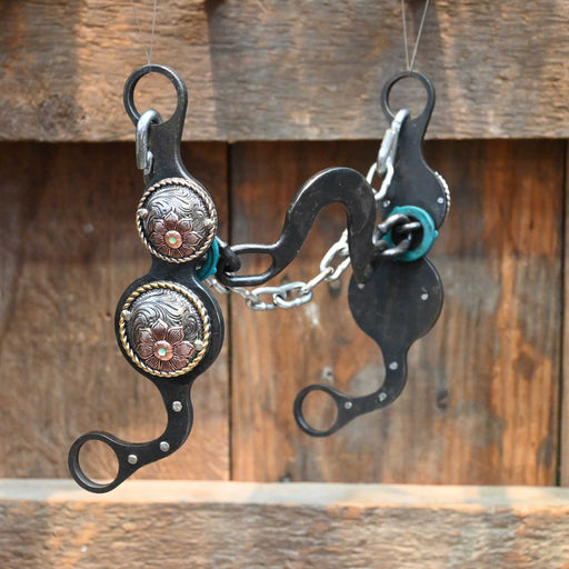 Paul Petska Washer Ported Chain Bit w/Copper Flower Conchos Tack - Bits Paul Petska