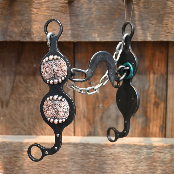 Paul Petska Washer Ported Chain Bit w/Copper Spotted Conchos