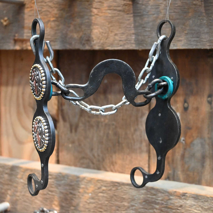Paul Petska Washer Ported Chain Bit w/Copper Cactus Conchos