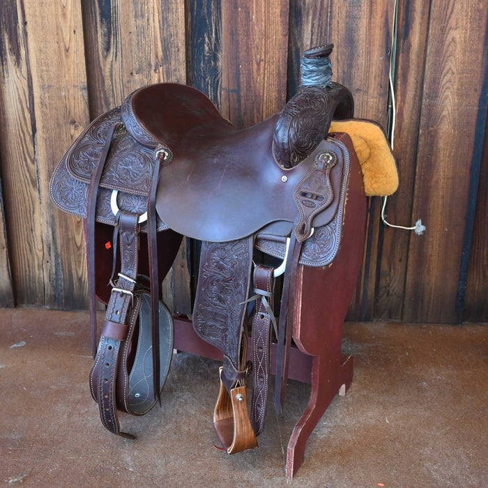 16" USED JEFF SMITH TEAM ROPING SADDLE