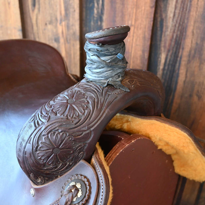 16" USED JEFF SMITH TEAM ROPING SADDLE