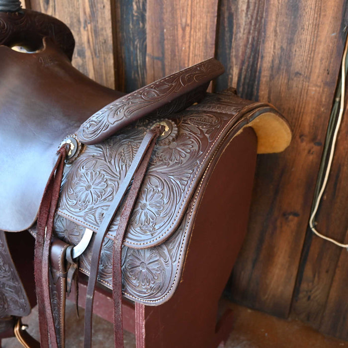 16" USED JEFF SMITH TEAM ROPING SADDLE