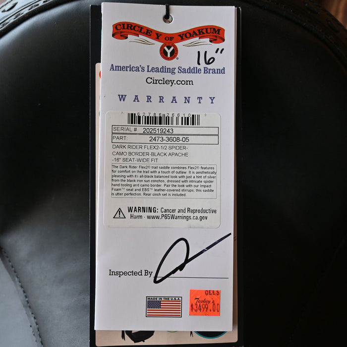 16" CIRCLE Y DARK RIDER FLEX2 TRAIL SADDLE