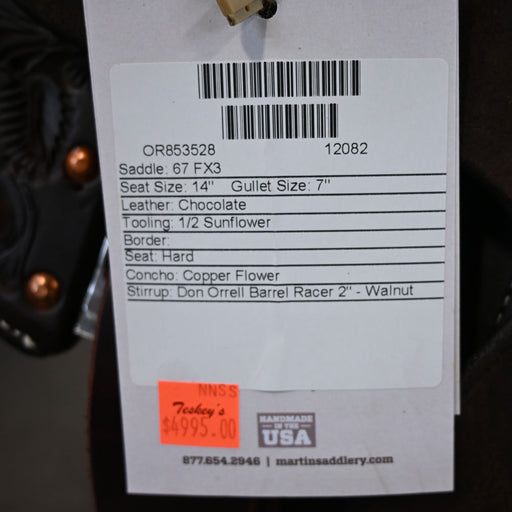 14" MARTIN FX3 BARREL SADDLE Saddles - New Martin Saddlery