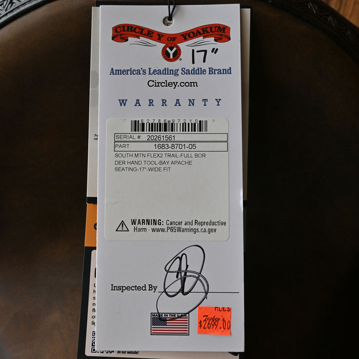 17" CIRCLE Y SOUTH MTN FLEX2 TRAIL SADDLE