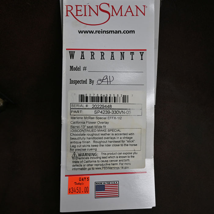 13" REINSMAN BARREL SADDLE Saddles - New Reinsman