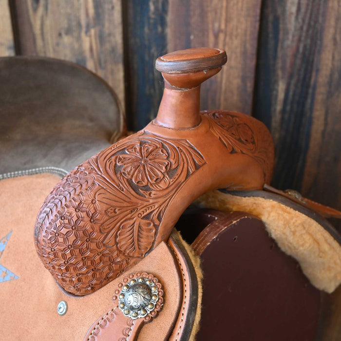 13.5" USED SLONE SADDLE TEAM ROPING SADDLE