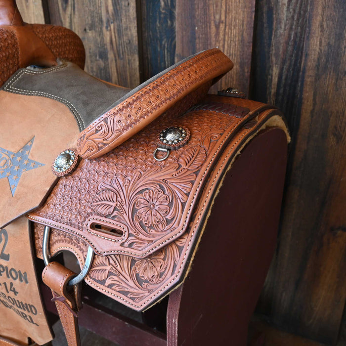 13.5" USED SLONE SADDLE TEAM ROPING SADDLE