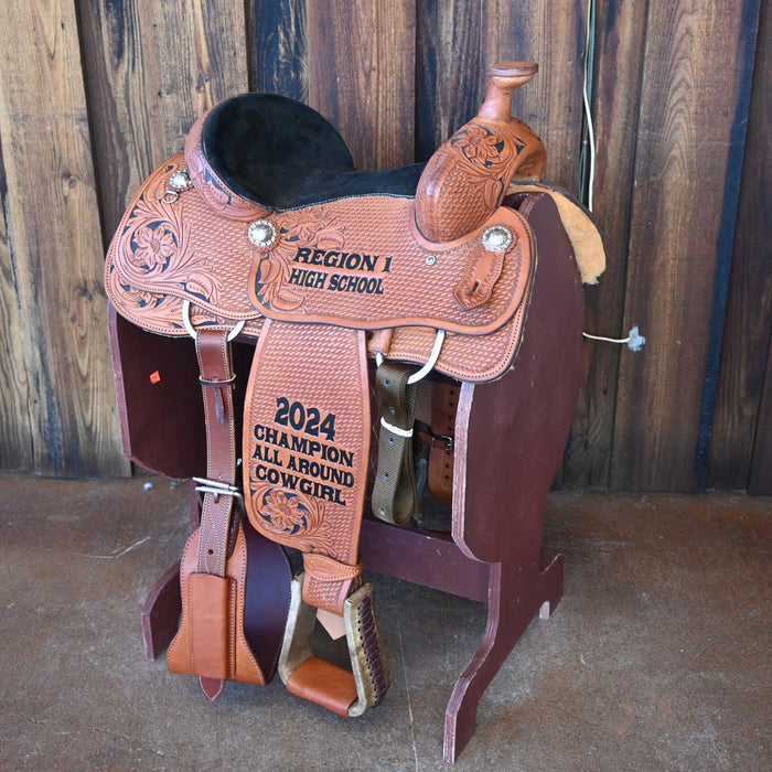 14" USED SLONE SADDLES SILVER SERIES TEAM ROPING SADDLE