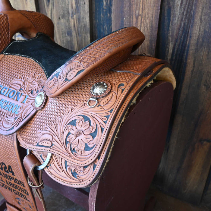 14" USED SLONE SADDLES SILVER SERIES TEAM ROPING SADDLE