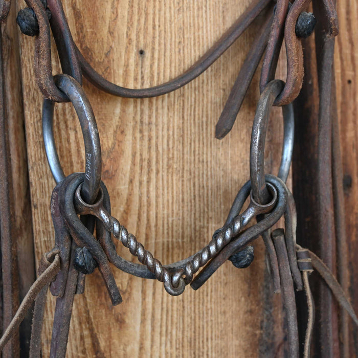 Dillion White O-Ring Twisted Wire Snaffle Bridle Rig w/Browband Headstall
