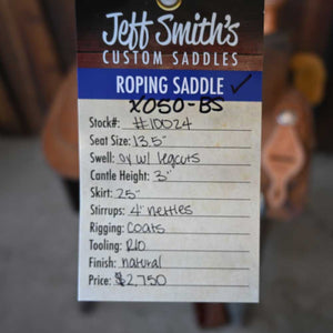 13.5" USED JEFF SMITH ROPING SADDLE Saddles Jeff Smith   