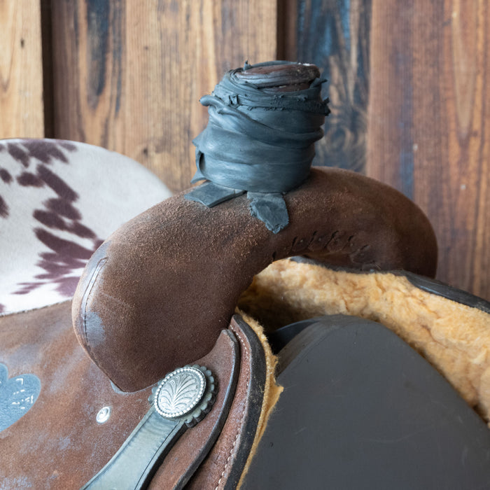 14" USED ALAMO SADDLERY TEAM ROPING SADDLE