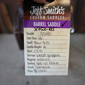 14" USED JEFF SMITH MARY WALKER BARREL SADDLE Saddles Jeff Smith   