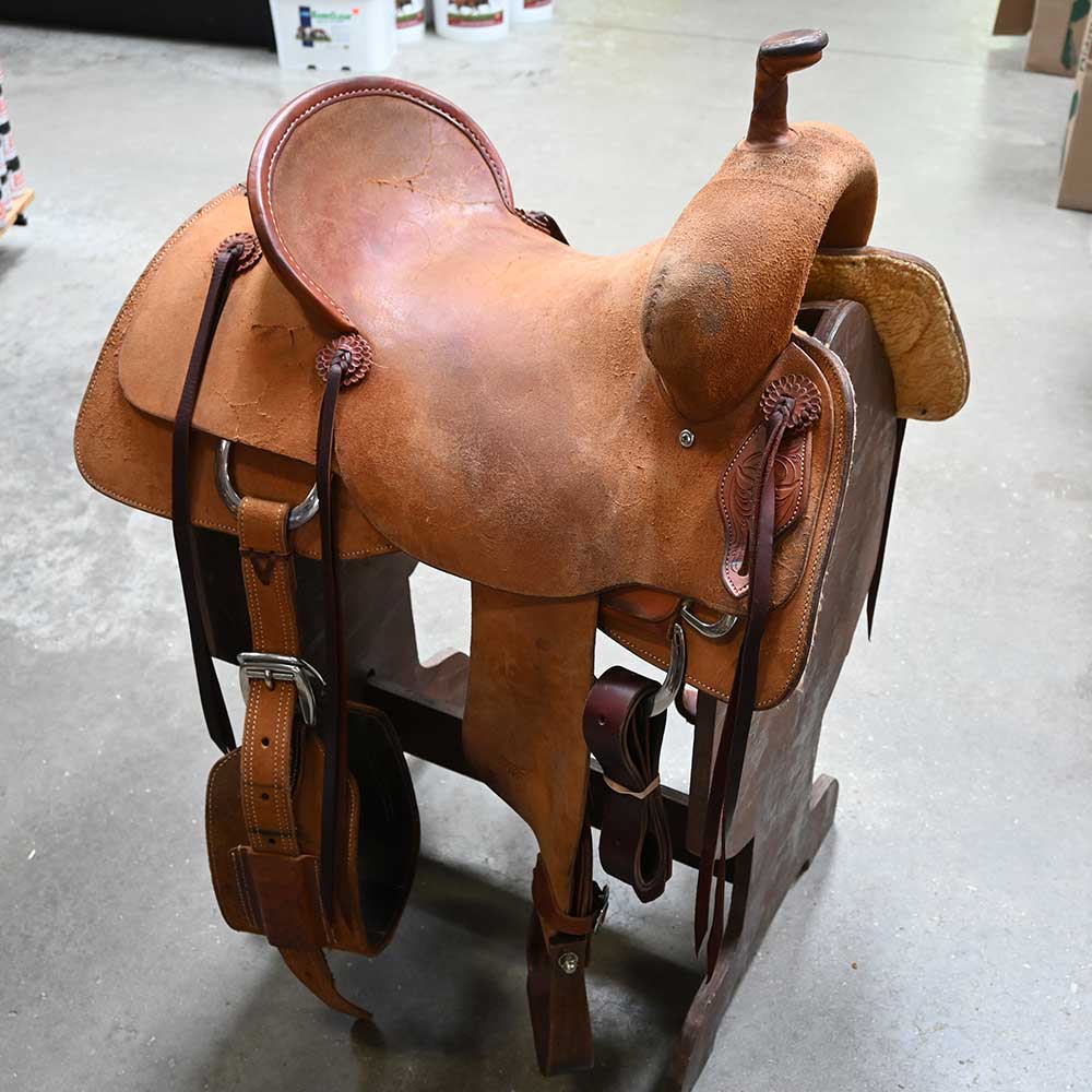 16" USED BOOGER BROWN RANCH CUTTING SADDLE Saddles BOOGER BROWN   