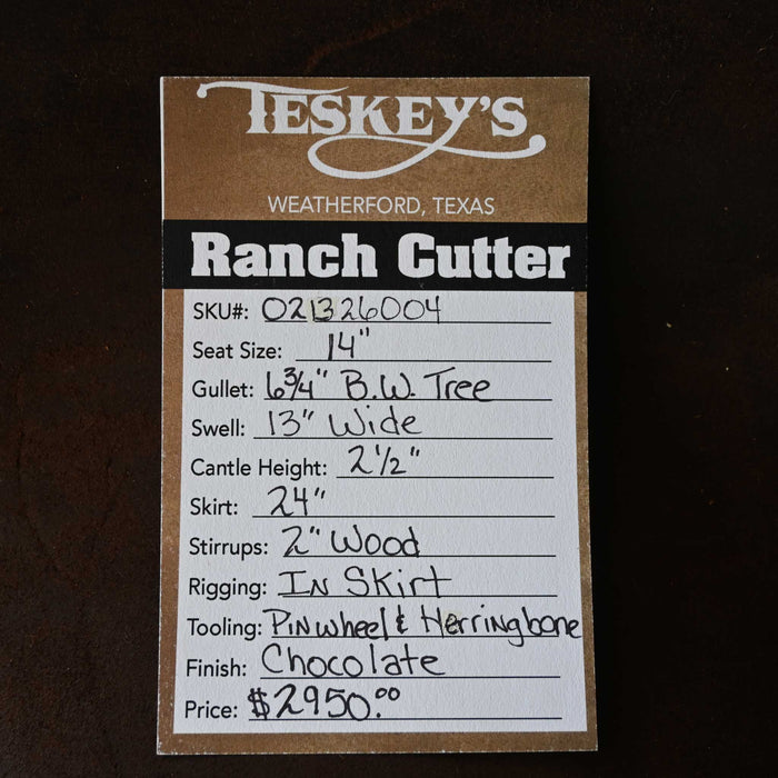 14" TESKEY'S PRO CUTTER RANCH CUTTER SADDLE