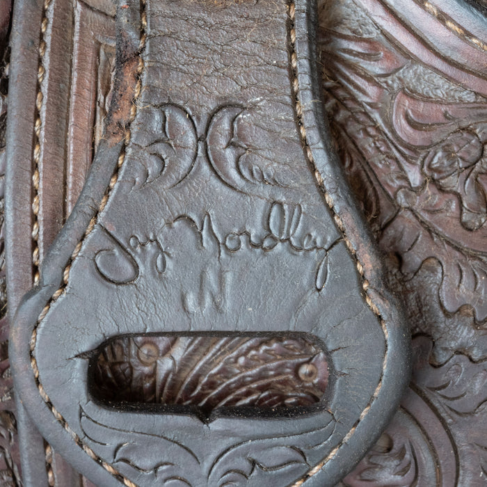 14" USED JAY NORDLEY TEAM ROPING SADDLE