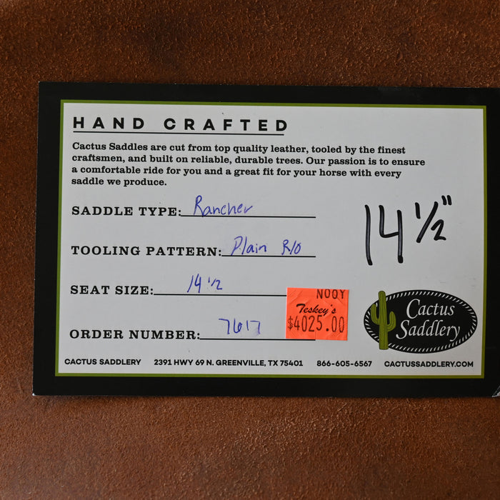 14.5" CACTUS RANCH SADDLE Saddles - New CACTUS SADDLERY