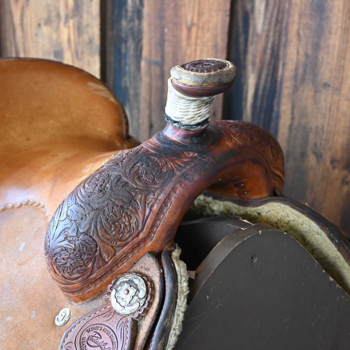 14" USED PATRICK SMITH TEAM ROPING SADDLE