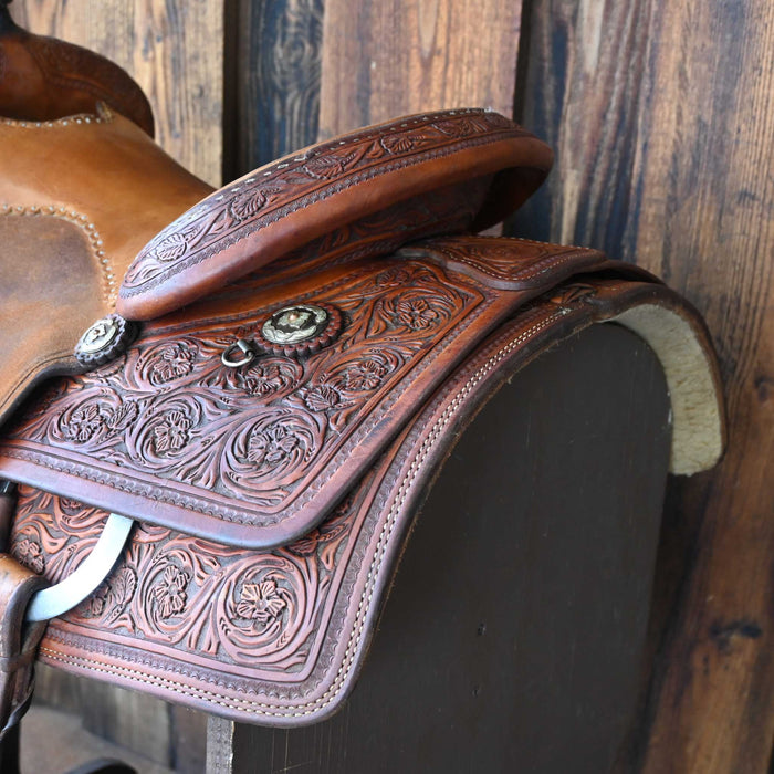 14" USED PATRICK SMITH TEAM ROPING SADDLE
